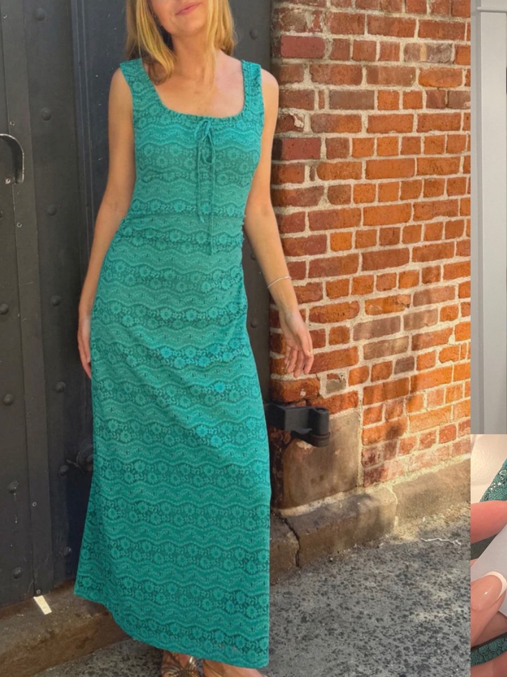 Hill House Teal Lace Maxi Dress